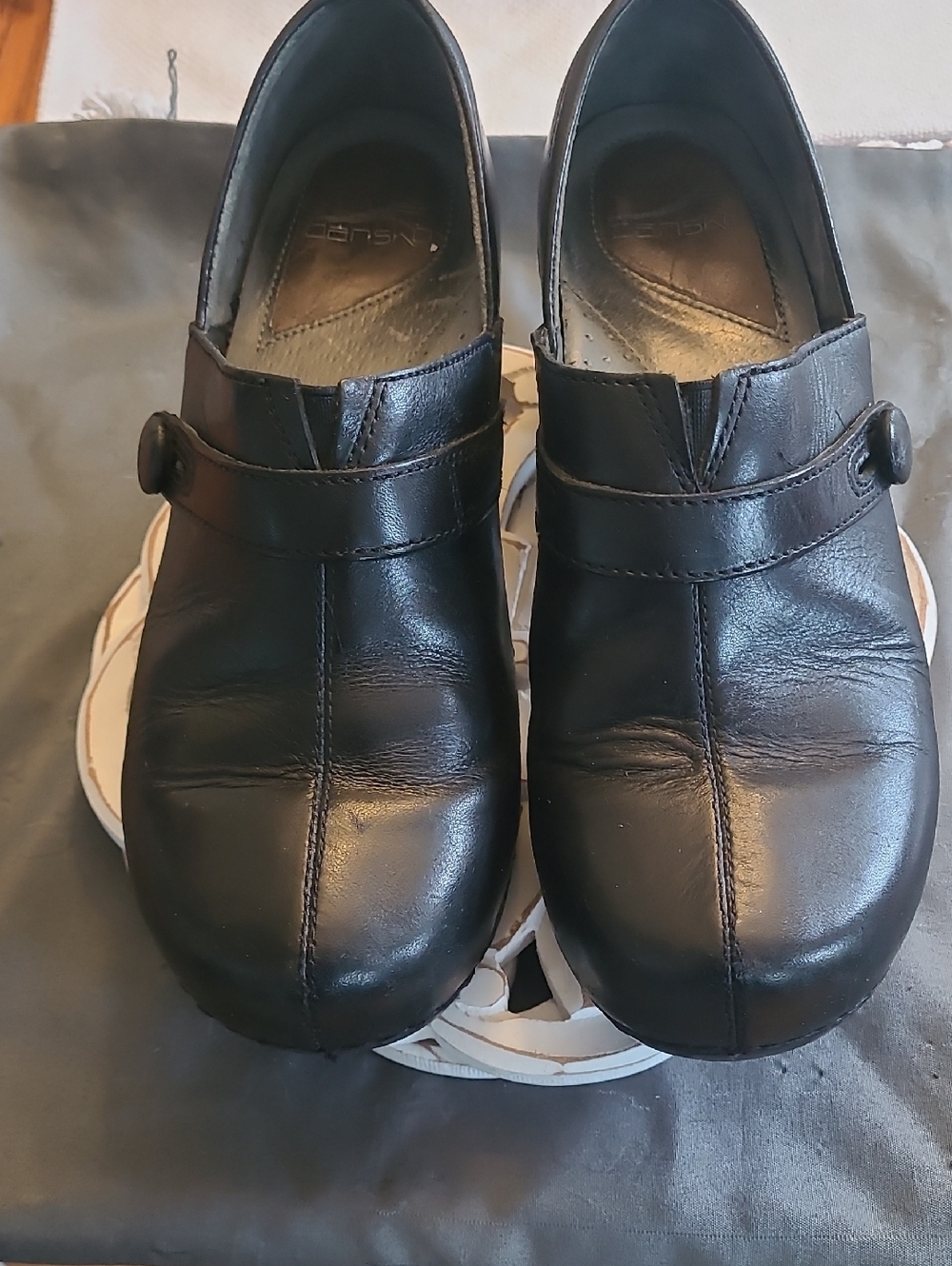 DANSKO Women's Black Slip-On Leather Shoes with Strap